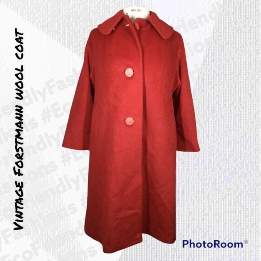 Forstman 50's Vintage Red Button Down Collared Wool Coat Women’s